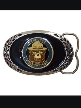 VTG Smokey Bear Prevent Forest Fires Enamel Solid Brass Belt Buckle